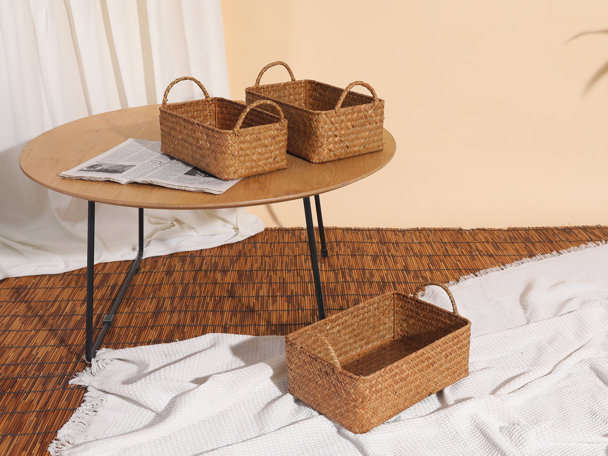 Unique Bargains 1 Pack Basket for Organizing Storage Basket Brown 12.2*8.3*4.5in
