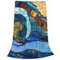 thumbnail image 2 of Pofeuu Stained Glass Ocean Wave Print Ultra-Soft Micro Fleece Blanket,for Bed Or Sofa,All Season Throw Blankets Flannel Blanket-40"x30", 2 of 7
