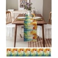 thumbnail image 3 of ERUNPONLY Orange Green Trees Table Runner - 60 Inch Long Watercolor Chic Beanch Leaf Cotton and Linen Blended Dress Scarves Farmhouse Table Runner for Kitchen Dining, Coffee Table, 13"x60", 3 of 8