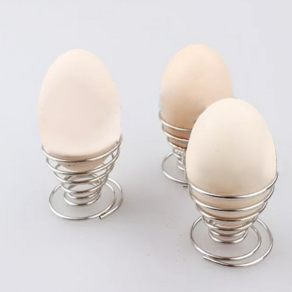 Metal Egg Cup Spiral Kitchen Breakfast Hard Boiled Spring Holder Egg Cup 