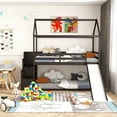 thumbnail image 4 of Gymax Loft Bed w/ Slide & Storage Staircase Twin Over Twin House-shaped Bunk Bed Espresso, 4 of 10