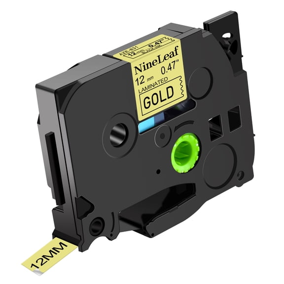 NineLeaf Compatible for Brother P-touch TZe-831 TZe831 TZ-831 TZ831 12mm Black on Gold Laminated Label Tape 0.47" x 26.2 ft (12mm x 8m)