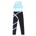 thumbnail image 5 of inhzoy Kids Girls 2PCs Gymnastic Pant Suit Racer Back Crop Top with Leggings Light Blue 16, 5 of 6