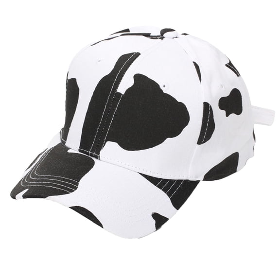 AirLoni Unisex Baseball Cap Black White Cow Print Cotton Breathable Sweat Wicking Curved Brim Ventilated Eyelets Adjustable Buckle Outdoor Sun Protection Women Sun Dad Hat White,One Size