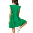 thumbnail image 5 of Liacowi Women Juniors Summer Nightdress Ruffled Sleeveless V-Neck Loose Short Dress Shirt Dress Casual Sleepwear, 5 of 9