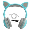 thumbnail image 1 of Casque Bluetooth sans fil avec oreilles de chat mignonnes et lumineuses, casque hi-fi pliable pour le sport avec lumière LED verte, 1 of 4