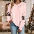 thumbnail image 2 of larppty Christmas Sweatshirt Women Christmas Xmas Snowflake Print Sweater Long Sleeve Shirts Holiday Pullover Tops （Pink, M）, 2 of 5