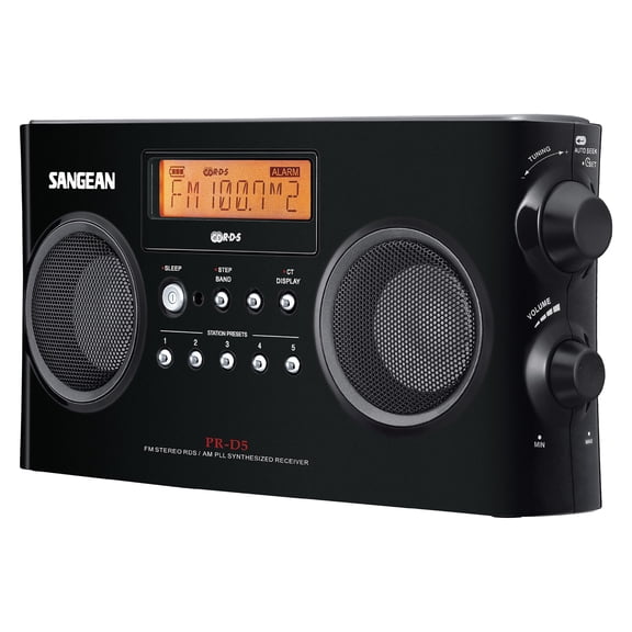 Sangean PR-D5 FM-Stereo/AM Portable Digital-Tuning Radio, Black
