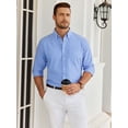 thumbnail image 2 of sogami Men's Casual Oxford Long Sleeve Shirt Button Down Collar Cotton Shirt, 2 of 7