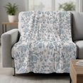 thumbnail image 2 of Farmhouse Flower Blanket Soft Cozy Warm Throw Blanket for Couch, Plush Fuzzy Flannel Fleece Blankets for Sofa, Botanical Vintage Light Blue Leaf Bed Blankets Lightweight Gifts for Women, 40"x50", 2 of 9