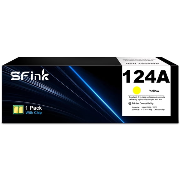 124A Q6002A Toner Cartridge (1-Pack Yellow) Compatible for HP124 A Q6002A Toner for LaserJet 2600 1600 2605 1015 1017 Printer High Yield Ink