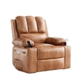 thumbnail image 1 of Massage Recliner Chair, PU Leather Swivel Recliner for Living Room, Nursery, or Home Theater, Ergonomic Reclining Sofa with Cup Holders, 1 of 9