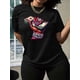 thumbnail image 1 of Women's "Hustler" Graphic T-Shirt - Black Polyester, Crew Neck, Short Sleeve, Casual Fit, Machine Washable, Money Print Design, 1 of 6