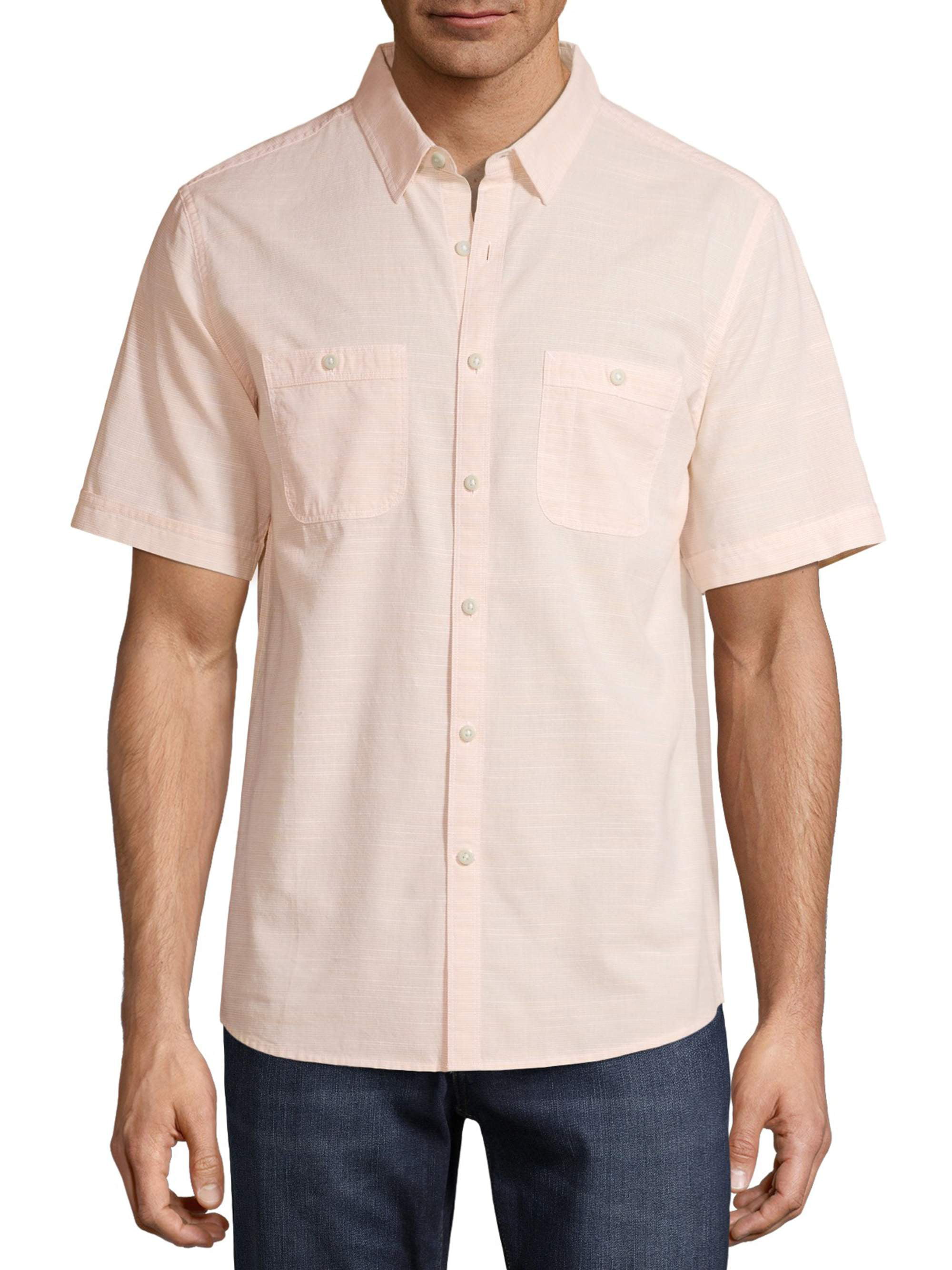 George Men's and Big Men's Premium Short Sleeve Textured Woven Shirt ...