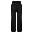 thumbnail image 4 of Black Linen Pants Women Solid Straight Solid Elastic Pants Long Linen Women Waist Cotton Casual Slit Trouser Legs Pants for Women, 4 of 6