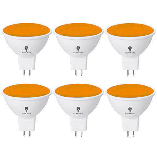 6 Pack BlueX LED MR16 Orange Light Bulb 6W (50Watt Equivalent) GU5.3 Bi-Pin Base Orange LED Orange Bulb, Party Decoration, Porch, Home, Holiday Lighting, Decorative Illumination LED Bulb -