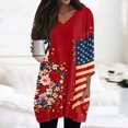 thumbnail image 3 of JoveMarine Women's V-Neck 3/4 Sleeve Tunic Top with Pockets Independence Day Printed Mid-Length Blouse Casual Summer Shirt for Patriotic Holiday Daily Wear Wine 3XL, 3 of 7