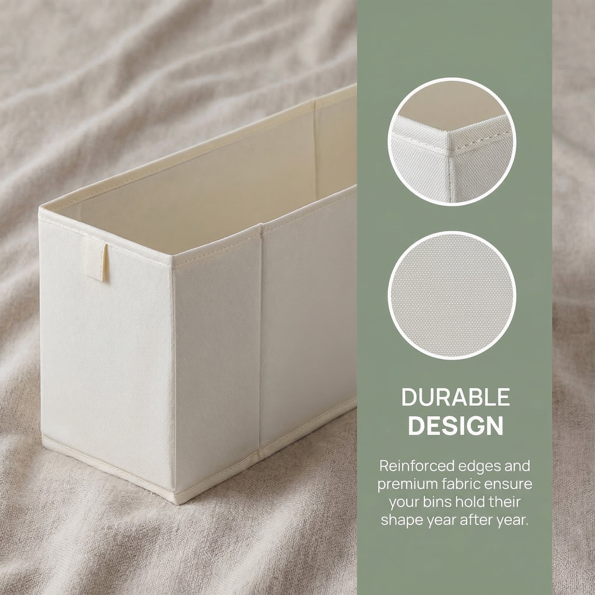 Unique Bargains 3pcs Storage Cube Fabric Storage Bin White 17.3*5.9*7.9in