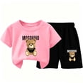 thumbnail image 2 of ITSAME Boys Outfit Sets 2-Piece Cartoon Print Cotton T-Shirt and Shorts Summer Fashion Casual Clothes Pink Size 7-8Y, 2 of 5