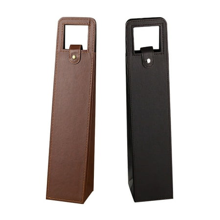 

Red Wine Handbag 2pcs Portable Leather Wine Bags Red Wine Bottle Packaging Case Gift Storage Boxes with Handle Black and Brown
