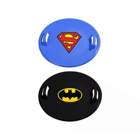 Slippery Racer Downhill Pro Batman and Superman Saucer Disc Snow Sled Set