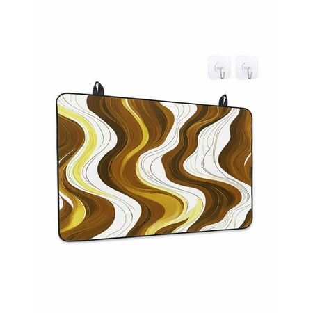 Stove Top Covers for Electric Stove 36x21 Inches Brown Stripe Heat Insulation Fireproof Glass Cooktop Protector Gold Geometric White Coastal Wave Modern Ocean Countertop Stovetop Cover for Kitchen