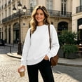 thumbnail image 3 of IAJDKMEK Sweatshirts for Women Loose Fit Round Neck — Long Sleeve Top, Fall Tops for Women Solid Casual Wear, 3 of 7