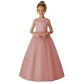 thumbnail image 1 of Girls Christmas Party Dress Style Solid Color Sleeveless Mesh Birthday Dress with Round Neck, Soft Polyester Blend for Summer and Holiday Celebrations, 1 of 5