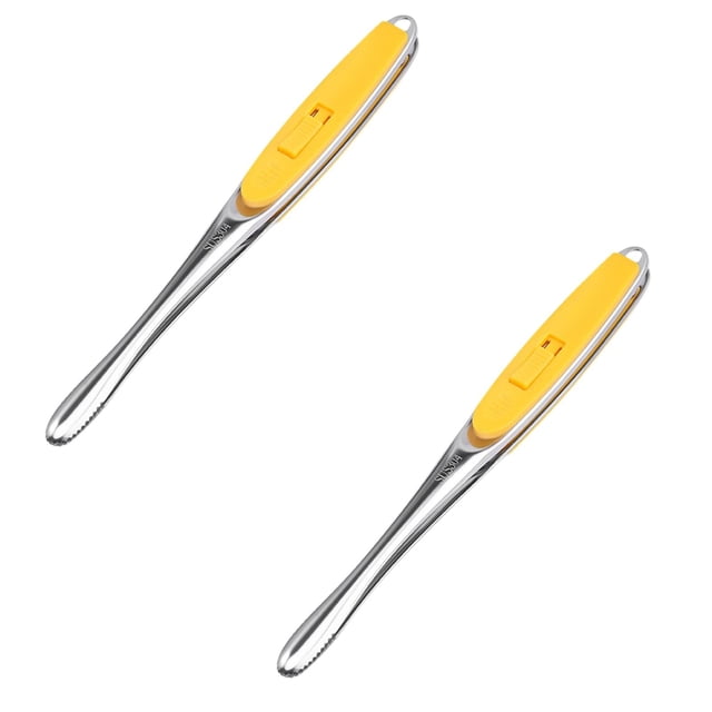 Oleegame 2PC Home Kitchen Multifunctional Camping Barbecue Clip Steak Bread Clip Food Clip Yellow