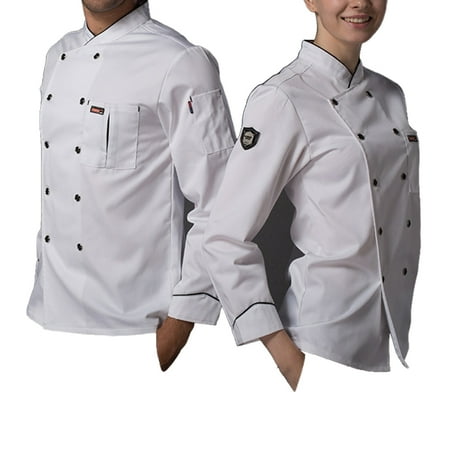 

DTOWER Chef Jacket Unisex-Adult Long Sleeved Upgraded Fabrics Breathable Sweat Absorbing Antifouling Cooking Uniform for Restaurant
