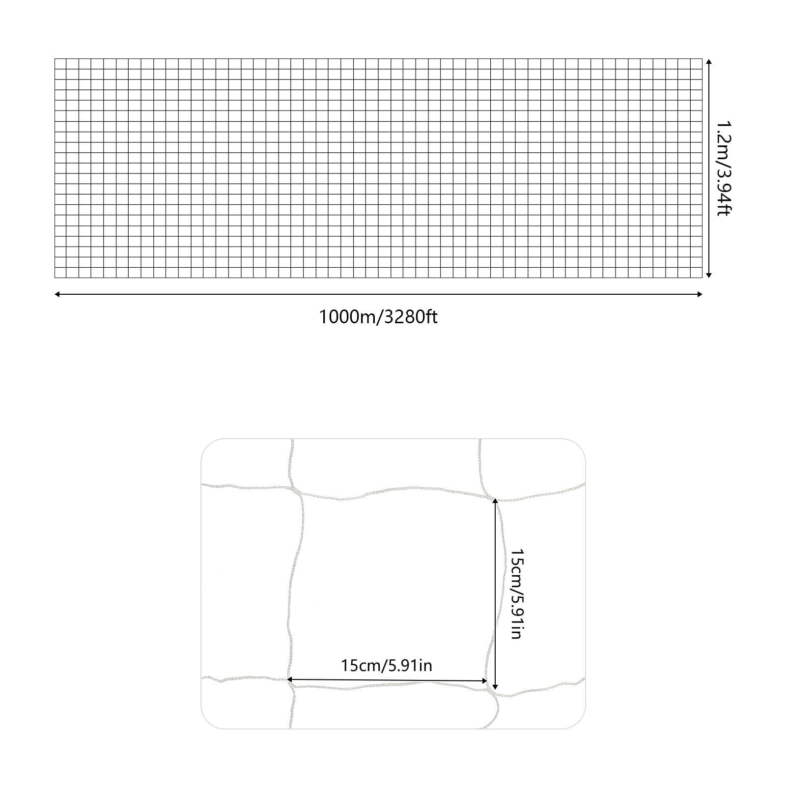 Heavy Duty Trellis Netting Roll - 4ft × 3280ft Soft Mesh Support Garden Netting