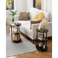 thumbnail image 6 of Small Nesting Coffee Table - 3-Tier Oval Accent Table for Small Spaces, Rustic Wood and Metal Couch End Table, Nightstand for Bedroom or End Table Living Room, Easy to Assemble, Charcoal Wenge, 6 of 7
