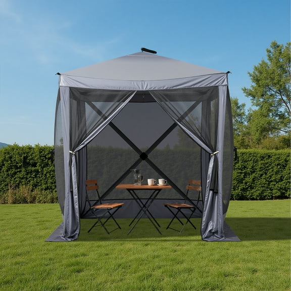 UBesGoo 7 x 7 Ez Pop Up Gazebo Canopy Tent with Mosquito Netting for Patio, Camping and Picnic Includes Carry Bag