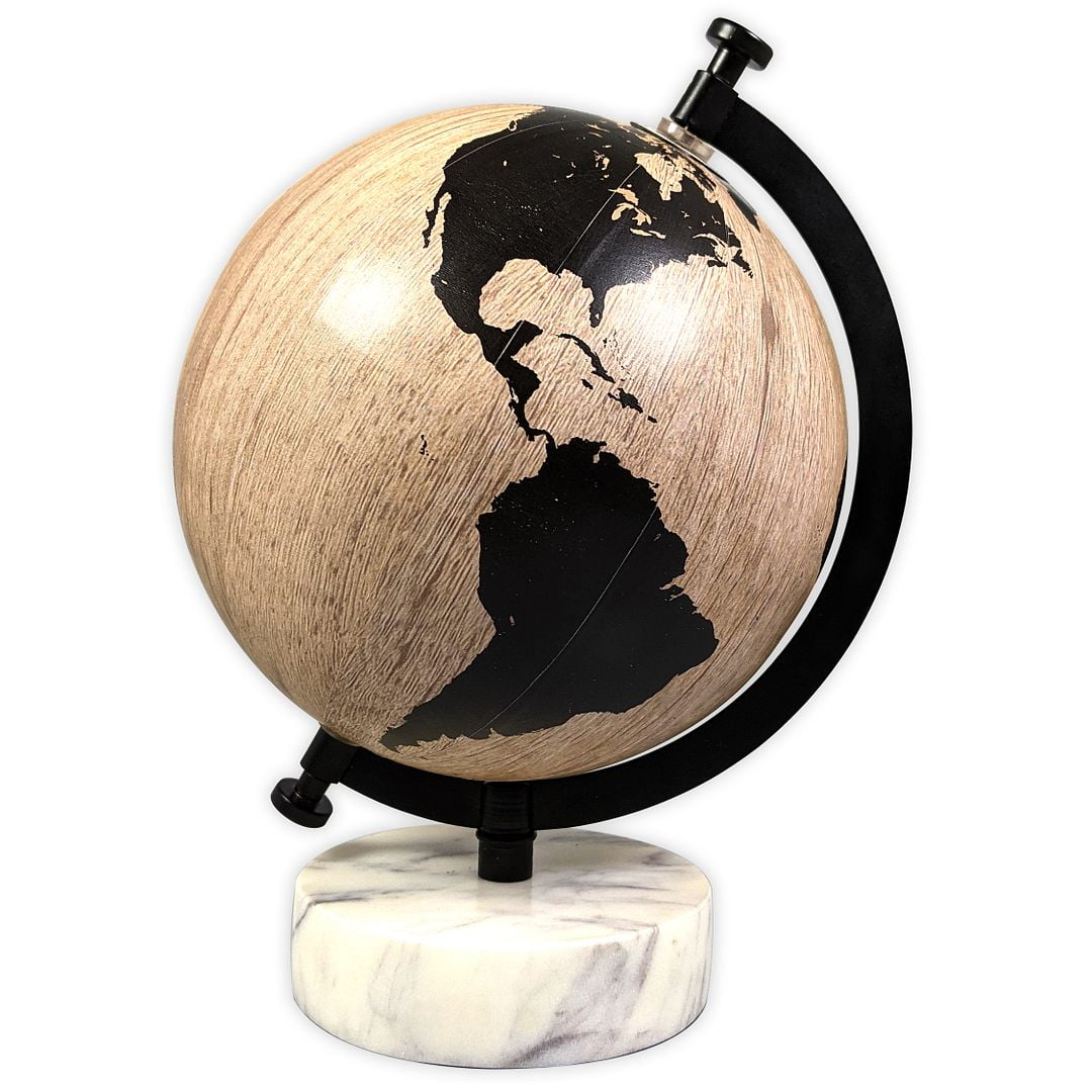 Decorative Globe On Silver Metal Stand Elegant Educational Home Accent 