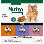 Nutro Wet Cat Food Paté Multipack: Salmon & Tuna; Chicken & Liver and Chicken; 2.64 oz Trays (24 Count, Pack of 1)