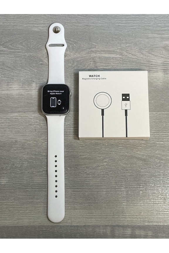 Pre-Owned Apple Watch SE GPS + Cellular, 44mm Silver Aluminum Case with White Sport Band - Regular