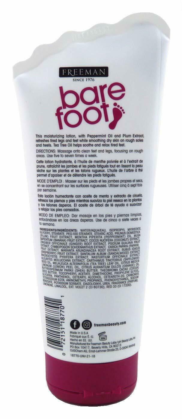 Freeman Bare Foot Smooth + Nourished Skin, Peppermint & Plum 5.30 oz (Pack of 4)