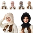 thumbnail image 1 of RKSTN 3 In 1 Knitting Hat With Scarf And Mask Winter Hat Set Beige, 1 of 7