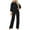 Black, variant on Staron Women's Fall Winter Jumpsuit Casual Long Sleeve Crew Neck Belted Romper Loose Fit Solid Color Jumpsuit, Beige XXL