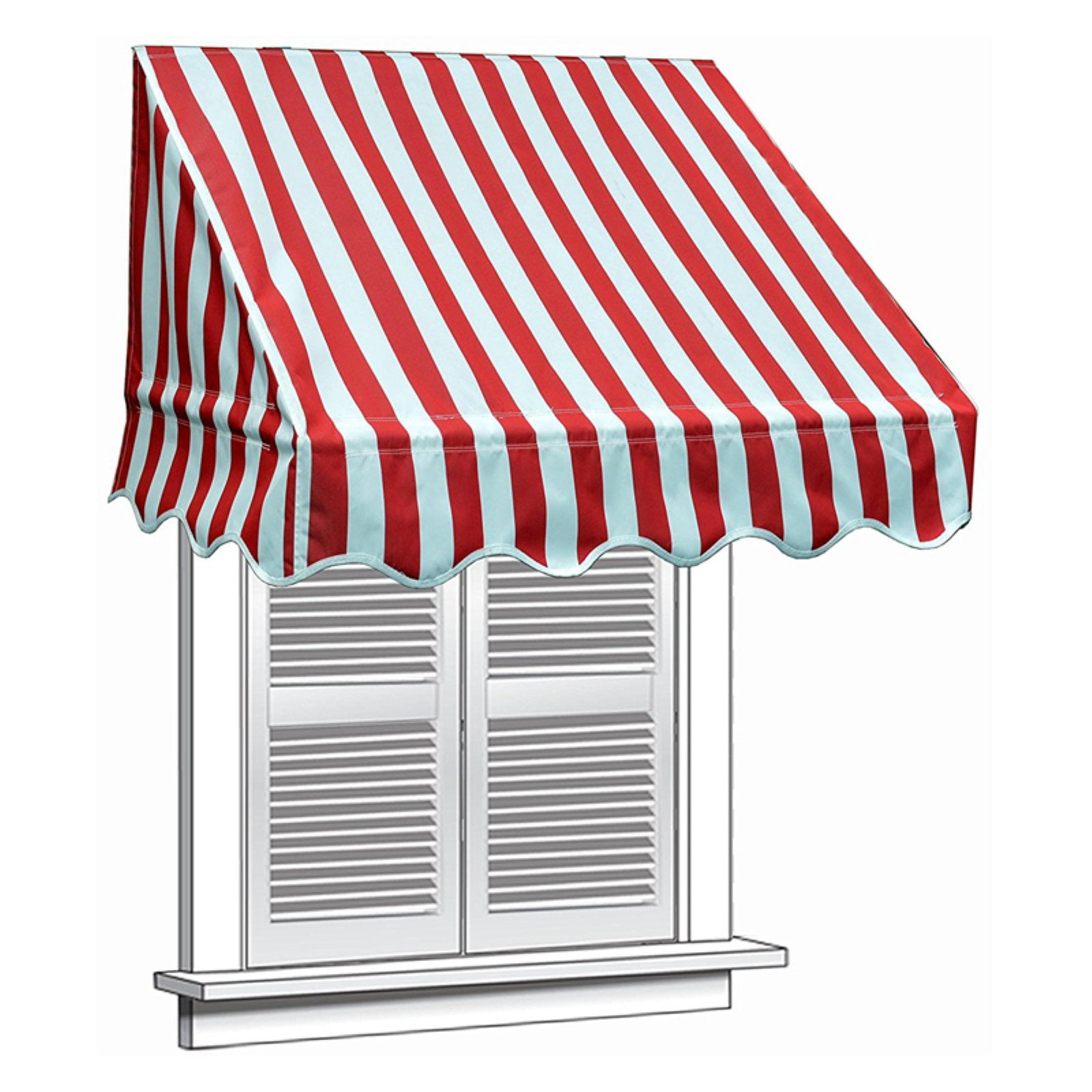 Aleko 4 X 2 Window Awning Door Canopy Red And White Striped Color Walmart Com