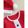 thumbnail image 6 of Toddler Girls Boys Christmas Outfits 6M 12M 18M 24M 3Y 4Y 5Y Belt Buttons Patchwork Long Sleeve Tops Pants Santa Hat 3Pcs Fall Clothes Set, 6 of 10