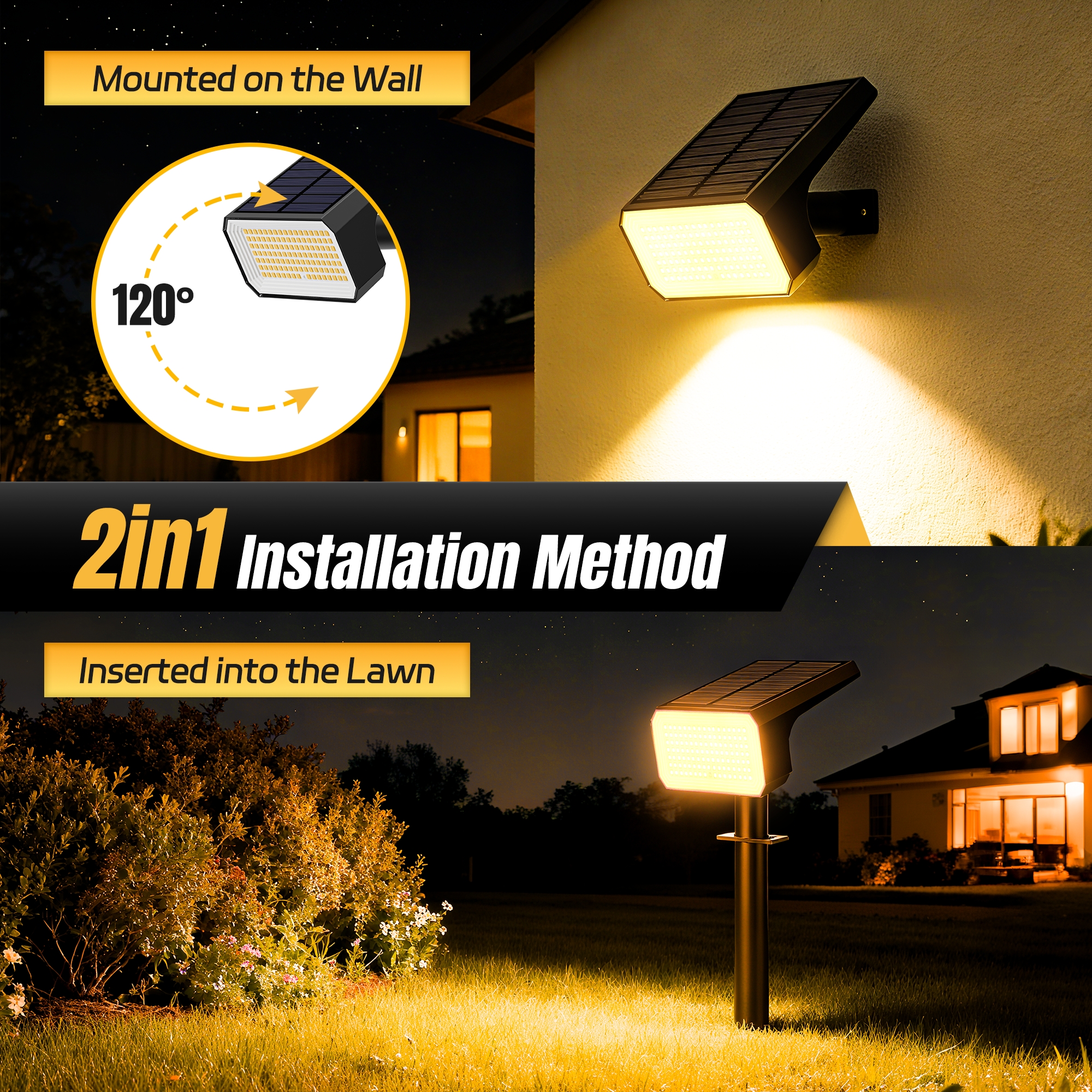 Flaow Solar Lights Outdoor, 10 pack,118 LED Solar Spotlights with 4 Modes, IP65 Waterproof Auto On/Off for Garden, Yard, Pathway, Lawn-Warml White