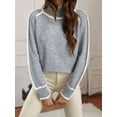 thumbnail image 2 of Fall Sweaters for Women Trendy Cute Cozy - Long Sleeve Colorblock Knitted Pullover Tops Grey L, 2 of 6