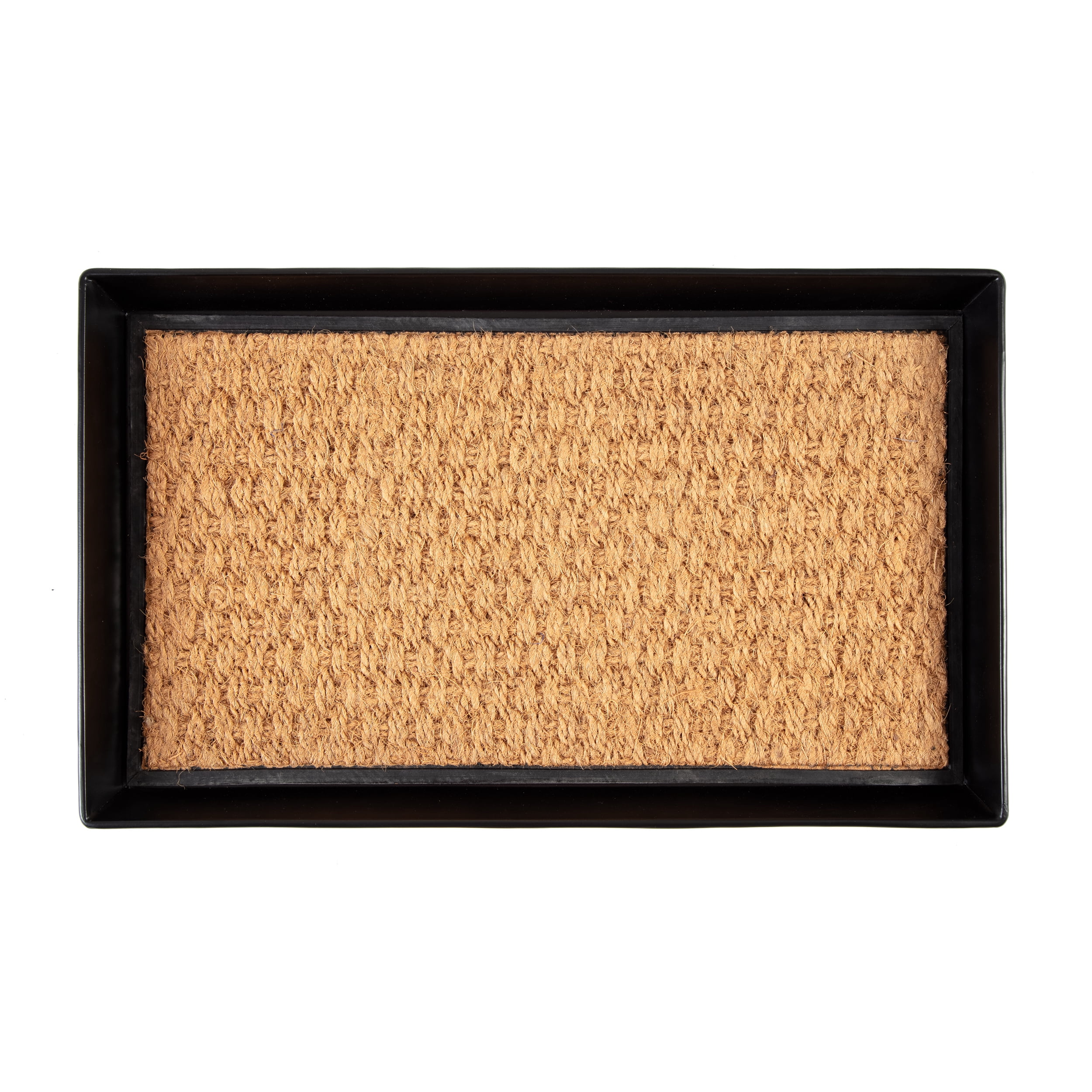 Black Metal Boot Tray with Tan Coir Insert
