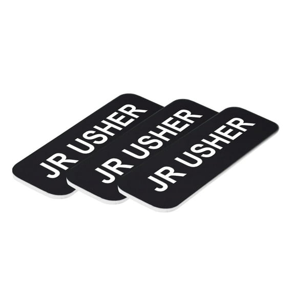 Jr Usher 1 x 3" Name Tag, Black (3 Pack)