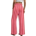 thumbnail image 3 of Wide Leg Pants Woman Flowy Palazzo Drawstring Elastic Waist Trousers with Pockets Casual Lounge Pink 2XL, 3 of 4