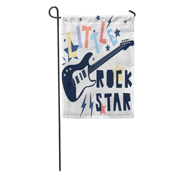 LADDKE Colorful Baby Little Rock Star Slogan for Kid Graphic Music Boy Guitar Garden Flag Decorative Flag House Banner 28x40 inch
