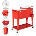 thumbnail image 4 of VINGLI 80 Qt Rolling Ice Chest, Patio Cooler with Wheels and Shelf(Red), 4 of 6