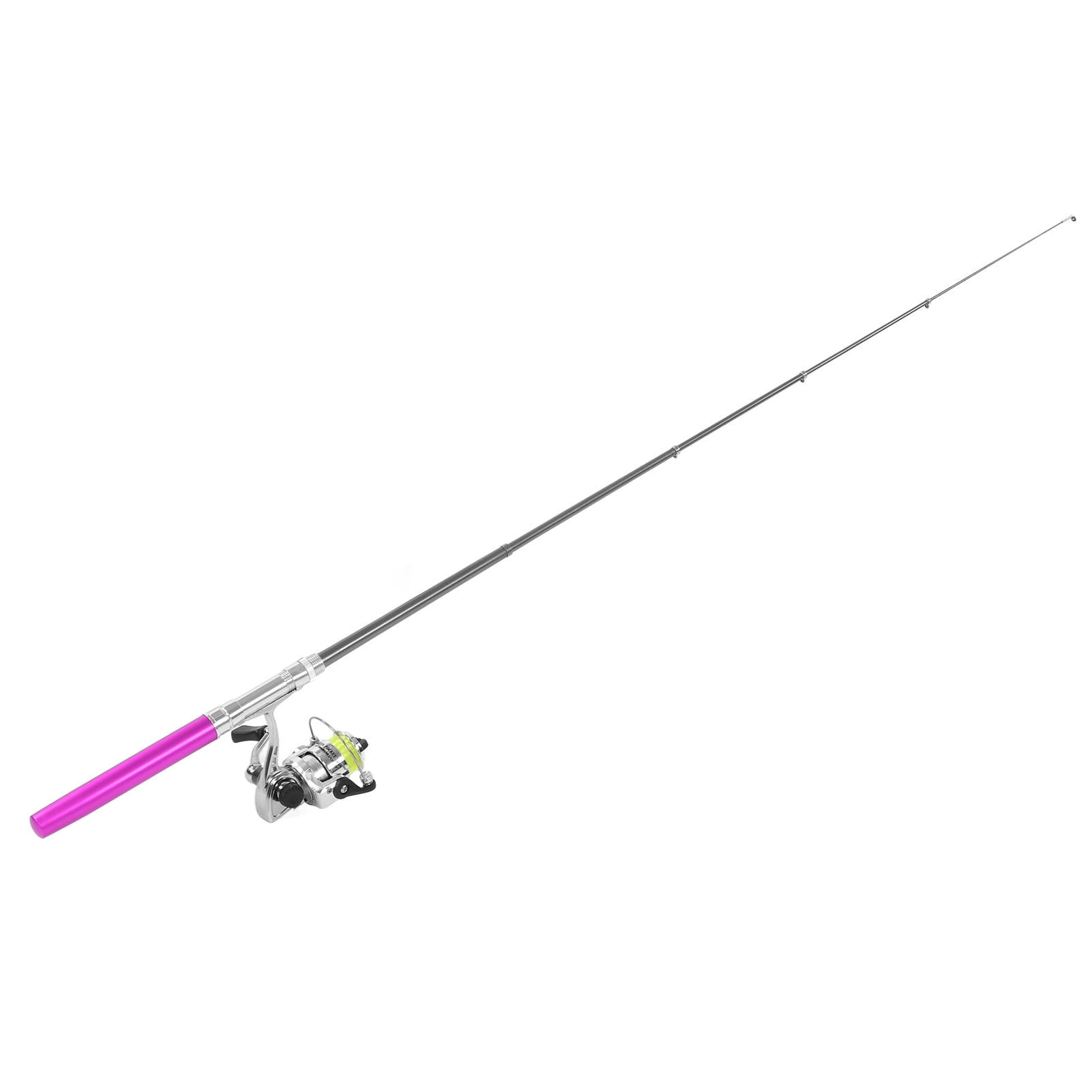Portable Mini Pen Shape Fishing Rod Pole Pocket Retractable Fishing Rod with Reel WheelPurple,