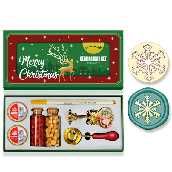 Vintage Seal Stamp Set With Christmas Seal Stamp, Melting Spoon, Seal Beads